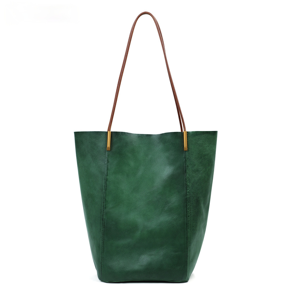 Women Leather 2pcs Set Shoulder Tote Handbags W8734-Leather Women Bags-Green-Free Shipping Leatheretro