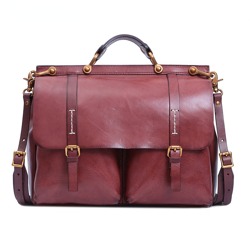 Vintage Large Storage 15.6" Leather Business Bag for Women 8781-Briefcases-Red-Free Shipping Leatheretro