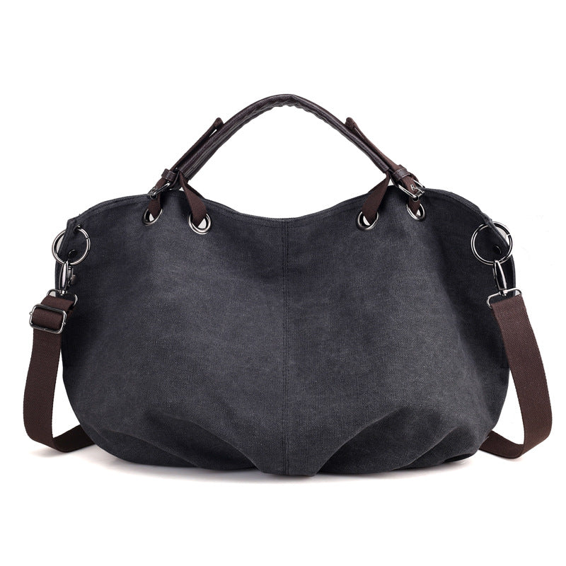 Fashion Canvas Tote Handbags for Women 937-Handbags-Black-Free Shipping Leatheretro