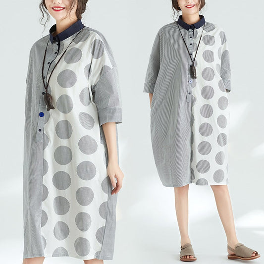 Summer Dot Print Plus Sizes Short Dresses-Dresses-JEWELRYSHEOWN
