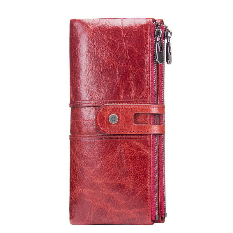 Fashion Long Leather Wallets for Women C2152-Leather Wallets-Red-Free Shipping Leatheretro