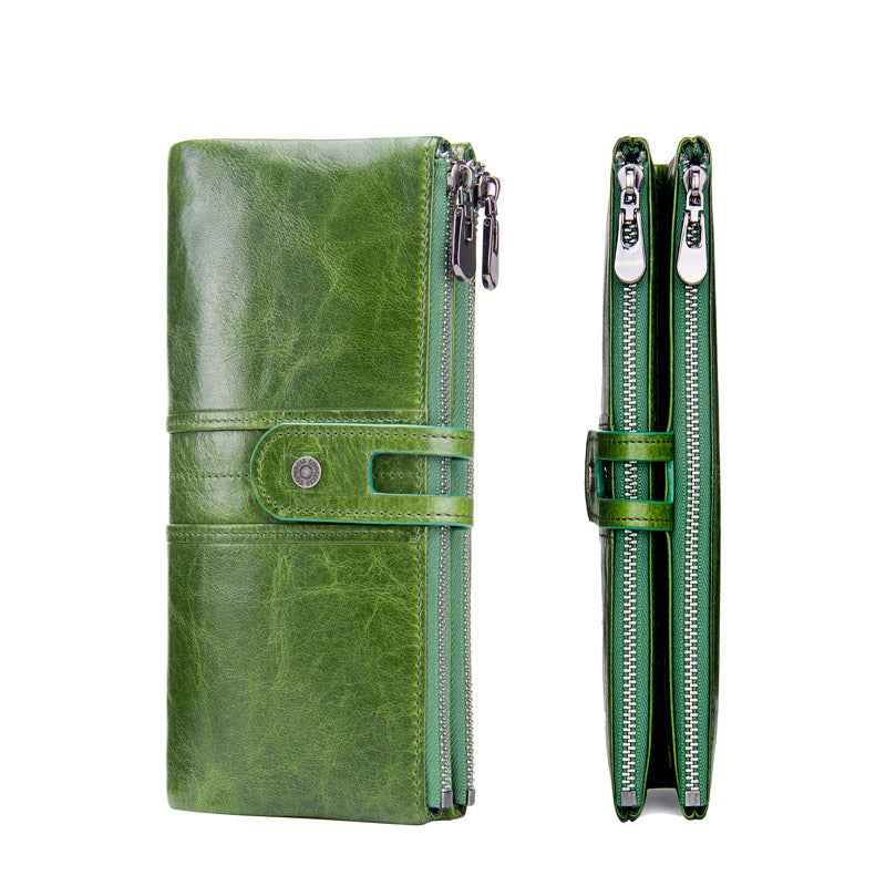 Fashion Long Leather Wallets for Women C2152-Leather Wallets-Green-Free Shipping Leatheretro