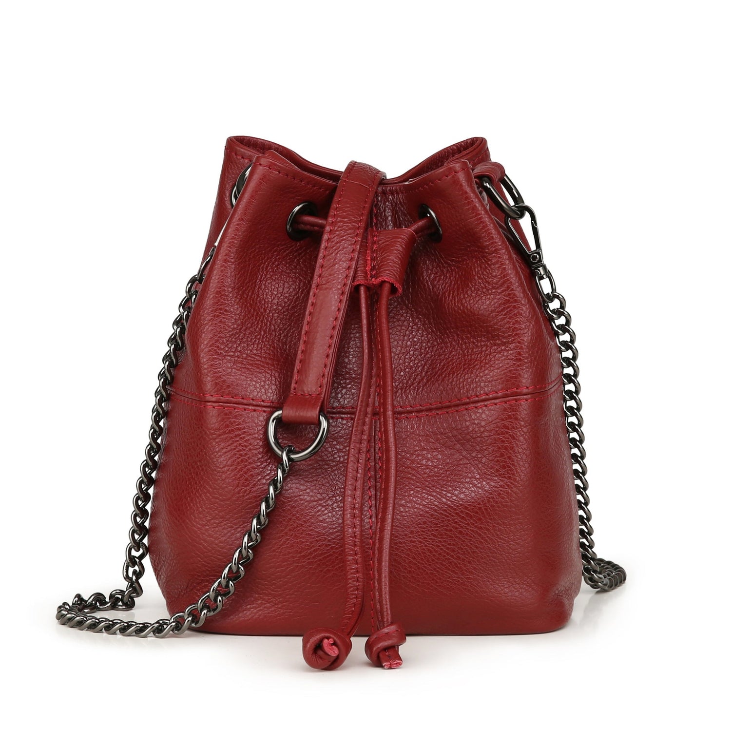 Fashion Chain Leather Crossbody Bag for Women 8953-Leather Bags for Women-Red-Free Shipping Leatheretro