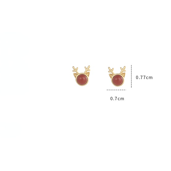 Lovery Deer Design Golden Plated Earring Stud-Earrings-JEWELRYSHEOWN