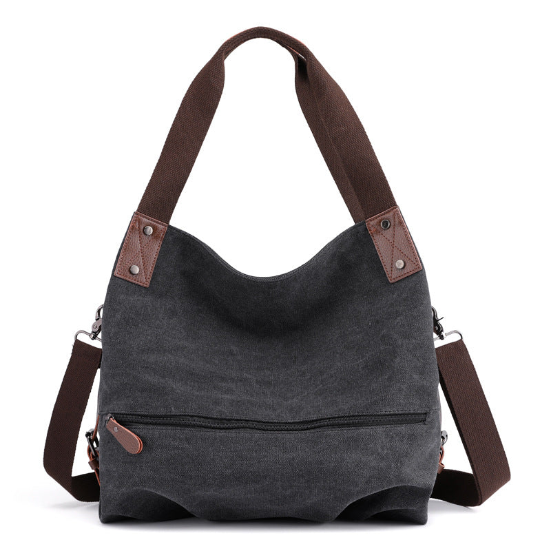 Casual Canvas Tote Handbags for Women K1737-Handbags-Black-Free Shipping Leatheretro