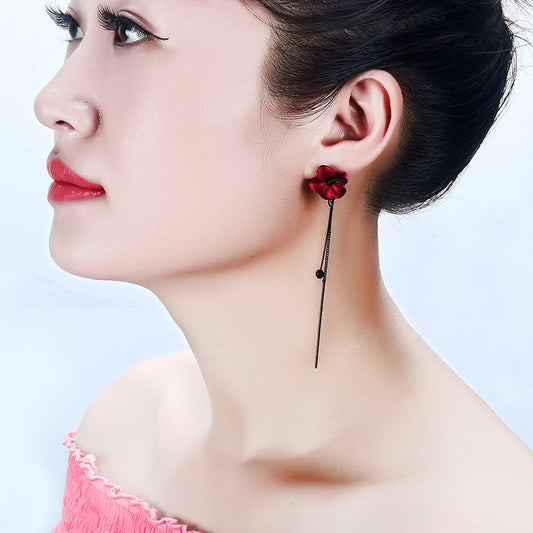 Fairy Flower Design Tassles Women Dangle Earrings-Earrings-JEWELRYSHEOWN