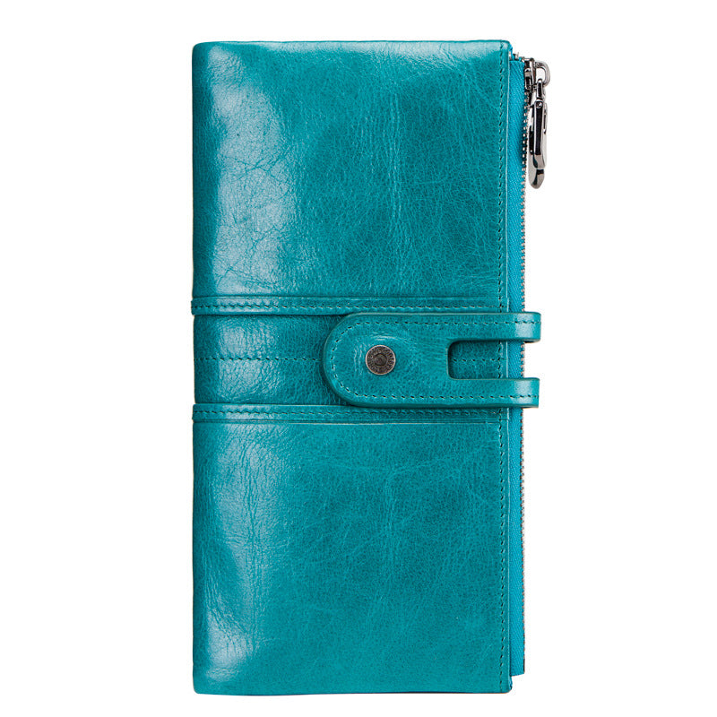Fashion Long Leather Wallets for Women C2152-Leather Wallets-Blue-Free Shipping Leatheretro