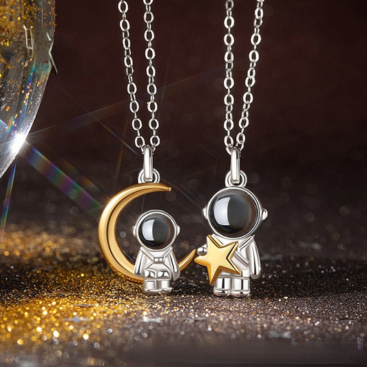 Astronaut Star&Moon Design Sterling Silver Necklaces-Earrings-JEWELRYSHEOWN