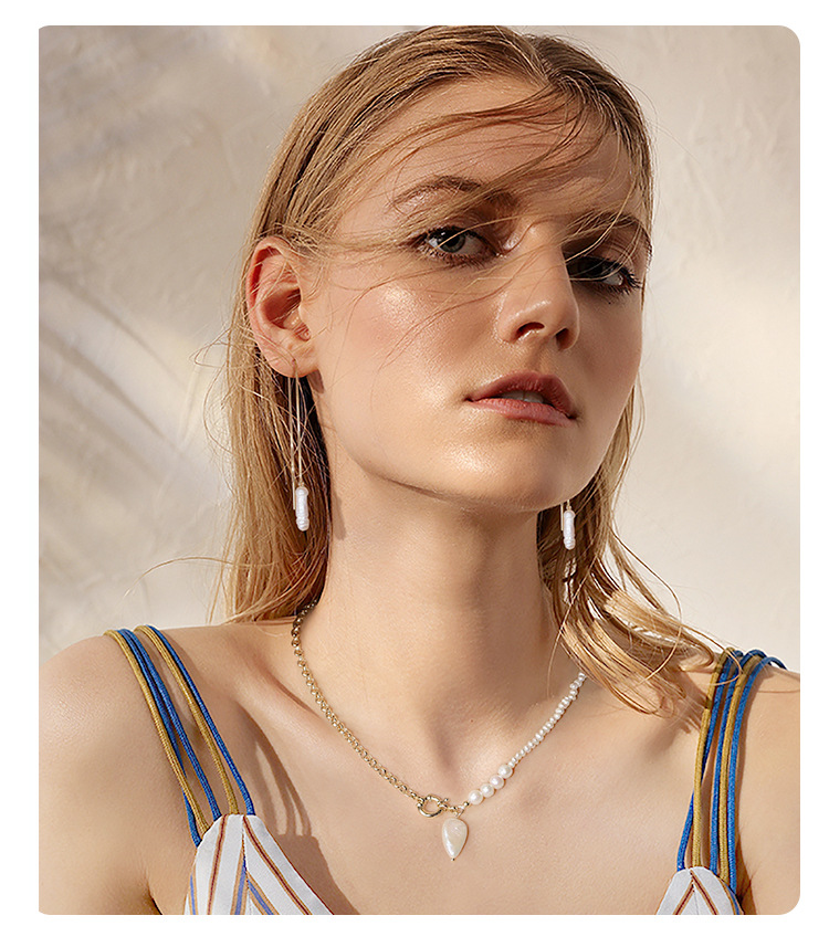 Fresh Water Pearl Gold Plated Sterling Silver Drop Earrings-Earrings-JEWELRYSHEOWN