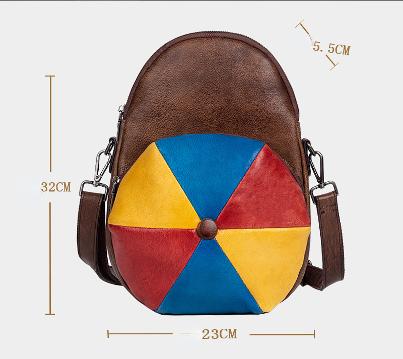 Vintage Hat Shape Leather Backpack for Women C316-Leather Backpack-Yellow-Free Shipping Leatheretro
