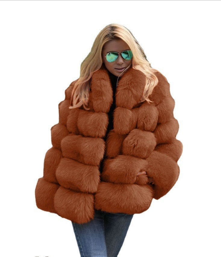 Winter Artificaila Fur Overcoat for Women