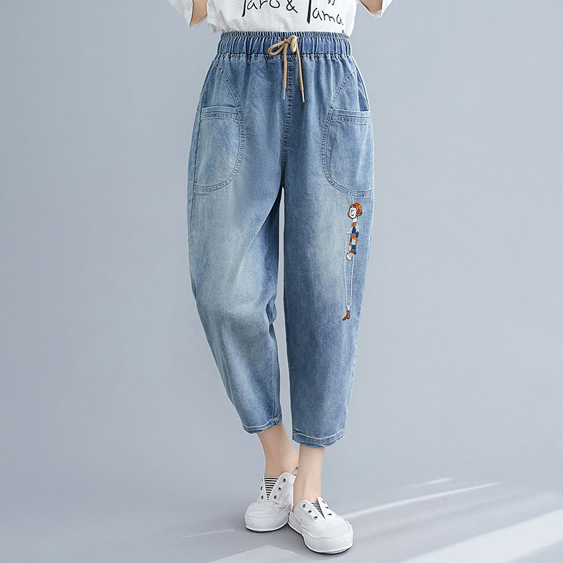 Vintage Embroidery Summer Jeans for Women-Pants-JEWELRYSHEOWN