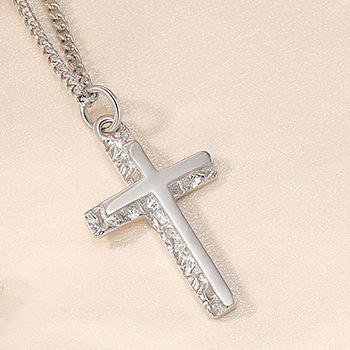 Irregular Cross Design Sterling Silver Necklace for Women-Necklaces-JEWELRYSHEOWN