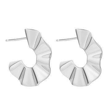 Fashion C Shape Sterling Silver Earrings for Women-Earrings-JEWELRYSHEOWN
