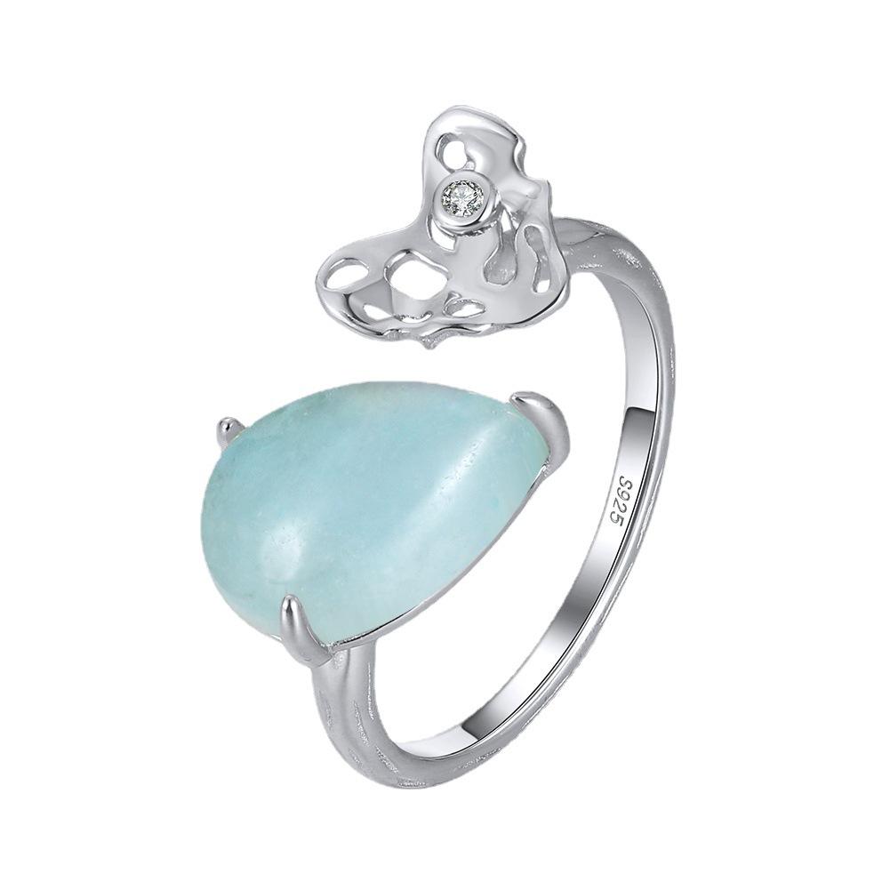 Gemstone Hollow Out Sterling Sliver Rings for Women-JEWELRYSHEOWN