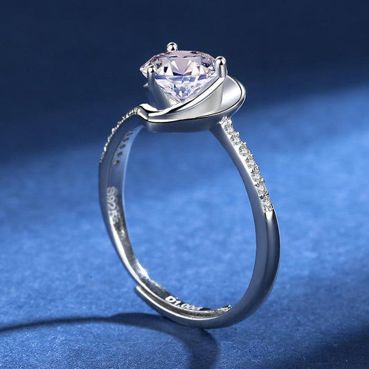 Fashion Sweetheart Design Moissanite Silver Rings for Women-Rings-JEWELRYSHEOWN