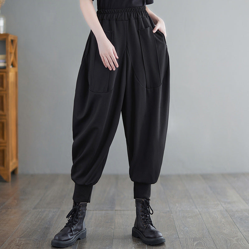 Summer Cotton Black Haren Pants for Girls-Pants-JEWELRYSHEOWN