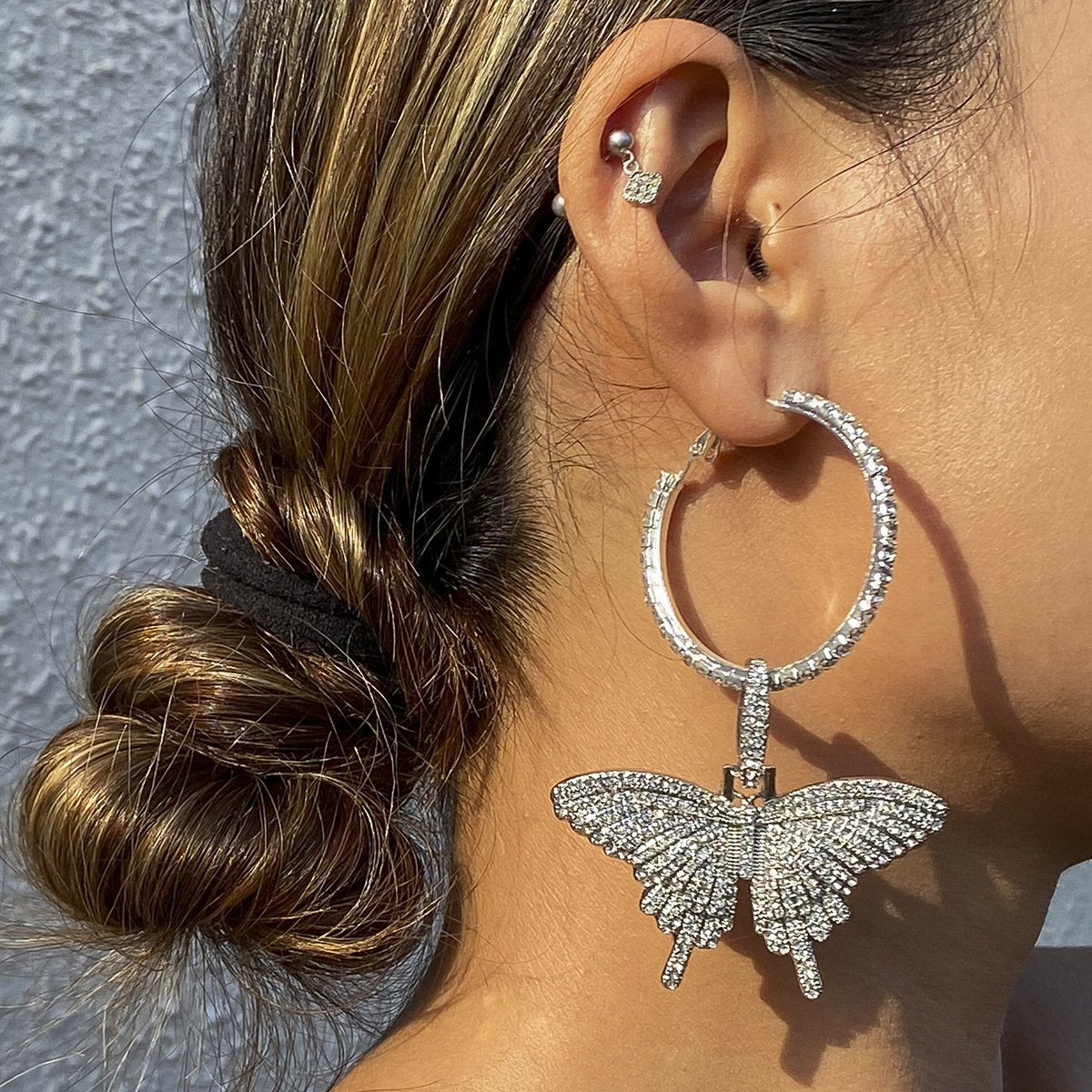 Fashion Butterfly Designed Hoop Earring for Women-Earrings-JEWELRYSHEOWN