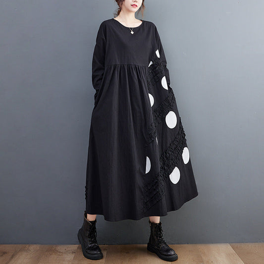 Vintage Dot Print Plus Sizes Long Dresses