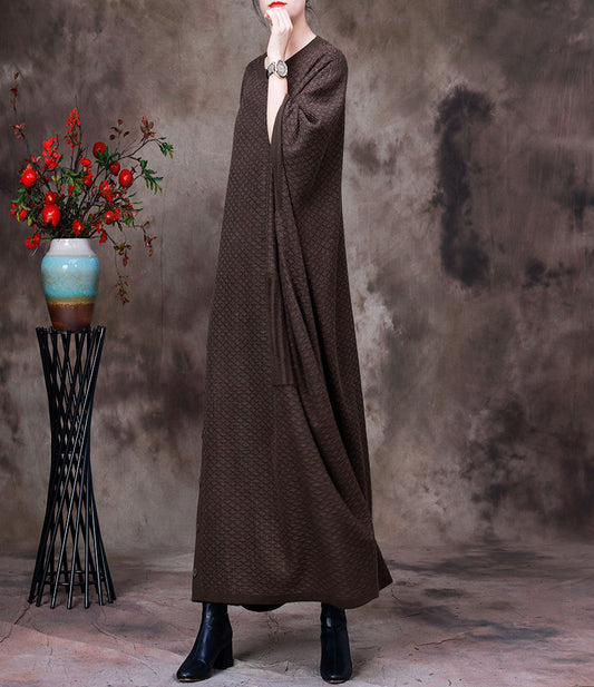 Vintage Batwing Sleeves Fall Plus Sizes Woolen Knitted Dresses