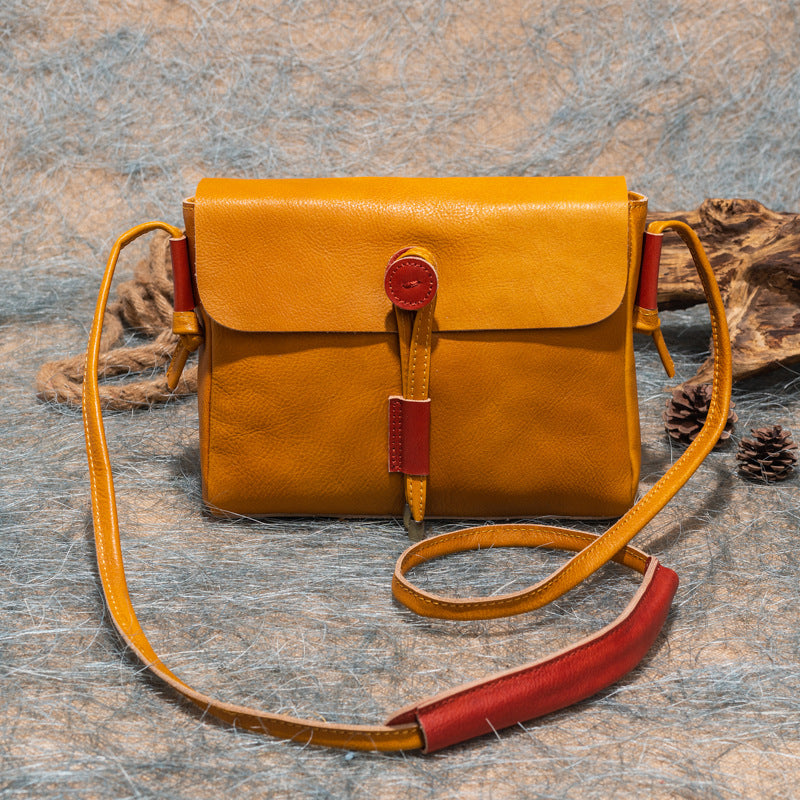 Vintage Cute Leather Shoulder Bags for Women 6011-Handbags-Yellow-Free Shipping Leatheretro