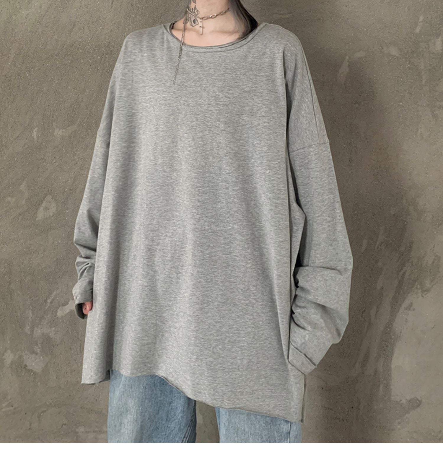 Leisure Loose Black&Gray Sweaters-Sweater&Hoodies-JEWELRYSHEOWN