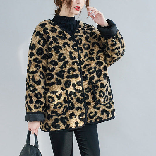 Fashion Leopard Artificial Fur Women Coats