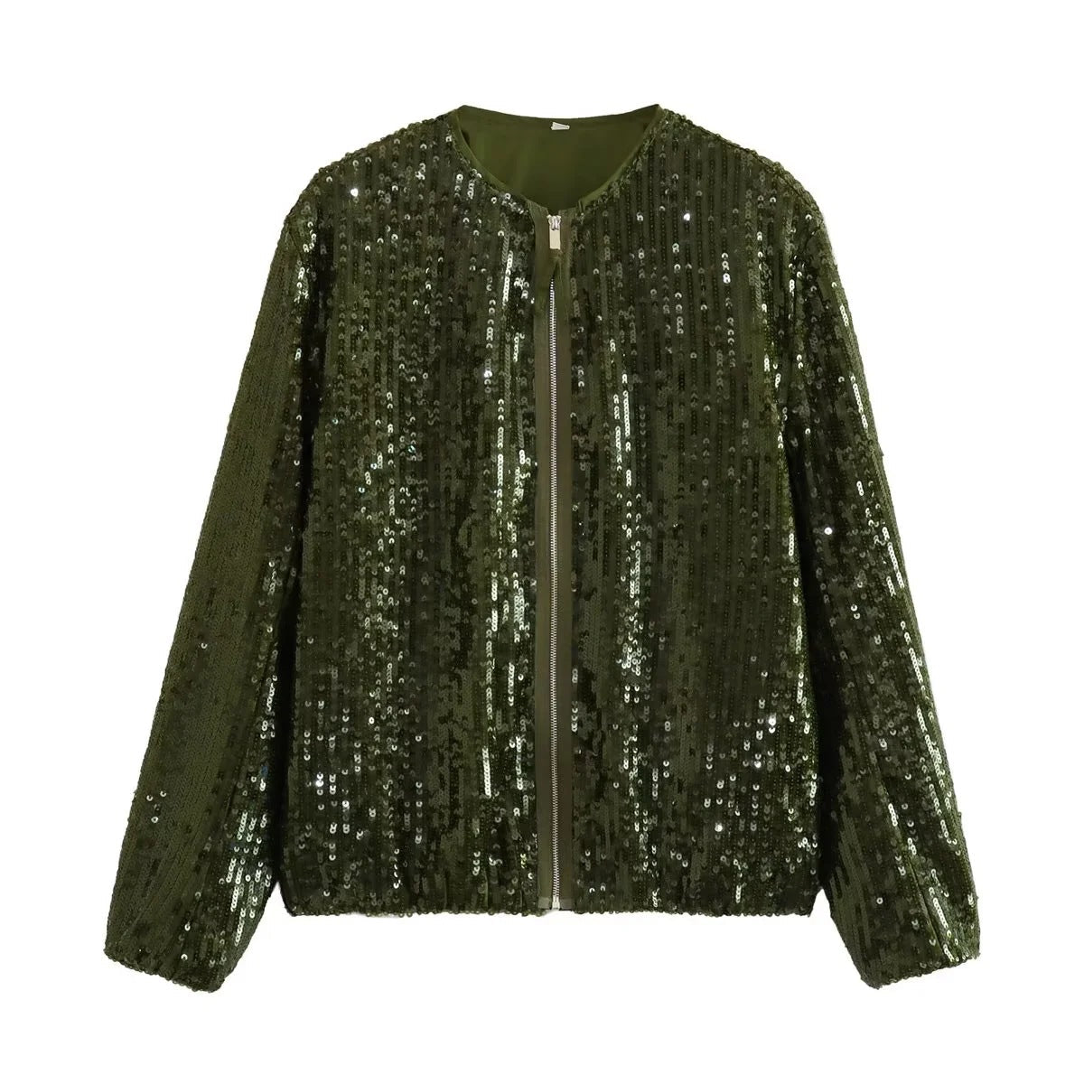 Fashion Sequined Round Neck Top Coats