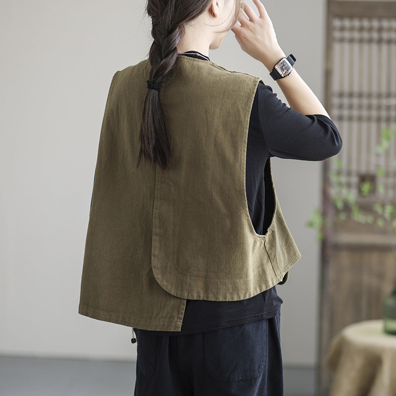 Vintage Sleeveless Casual Vest for Women-Vests-JEWELRYSHEOWN