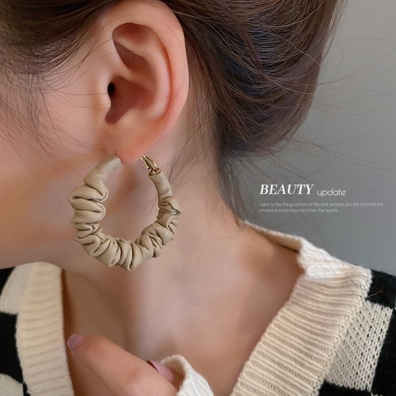 Vintage Round Shape Pu Leather Women Earrings-Earrings-JEWELRYSHEOWN