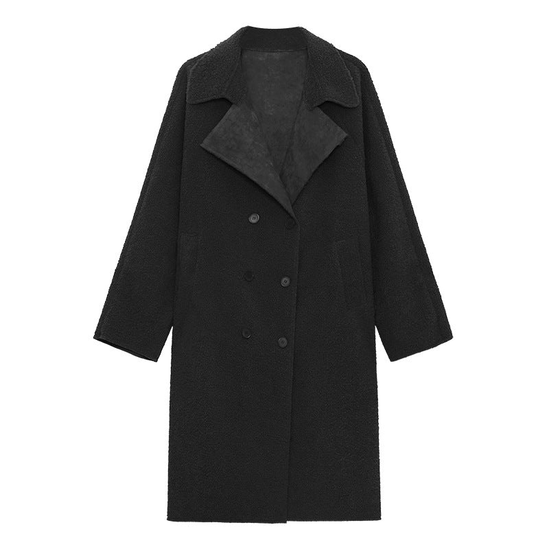Luxury Plus Sizes Sherpa Peach Velvet Warm Winter Overcoat-Outerwear-JEWELRYSHEOWN