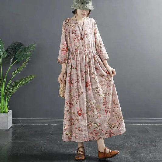 Vintage Cotton Women Plus Sizes Long Dresses