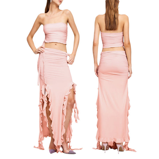Sexy Off The Shoulder Strapless Irregular Two Pieces Dresses
