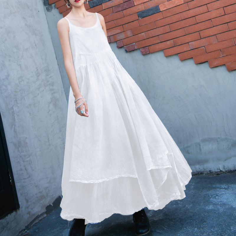 Simple Design Linen Long Shirts and Sun Dress-Dresses-JEWELRYSHEOWN