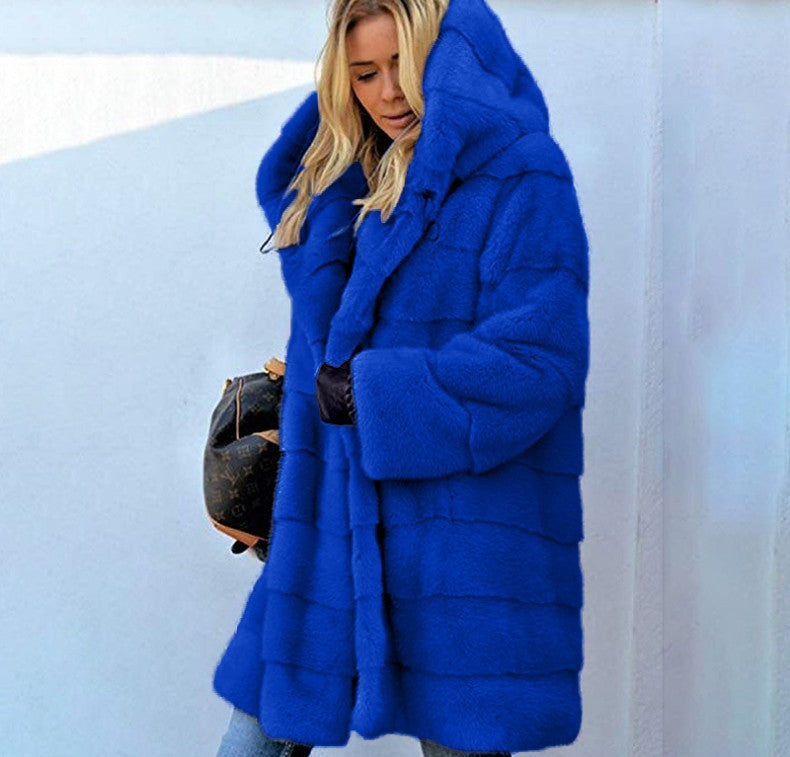 Women Artificial Fur Warm Winter Long Overcoats