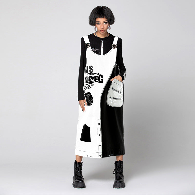 Black and White Street Style Romper Dresses