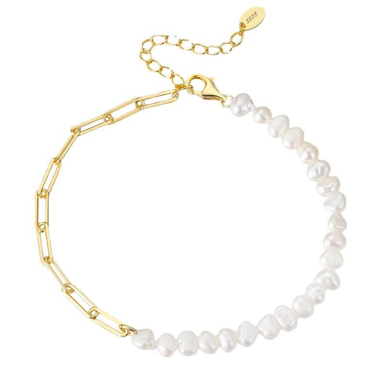 Fresh Water Pearl Gold Plated Sterling Sliver Bracelets-Bracelets-JEWELRYSHEOWN