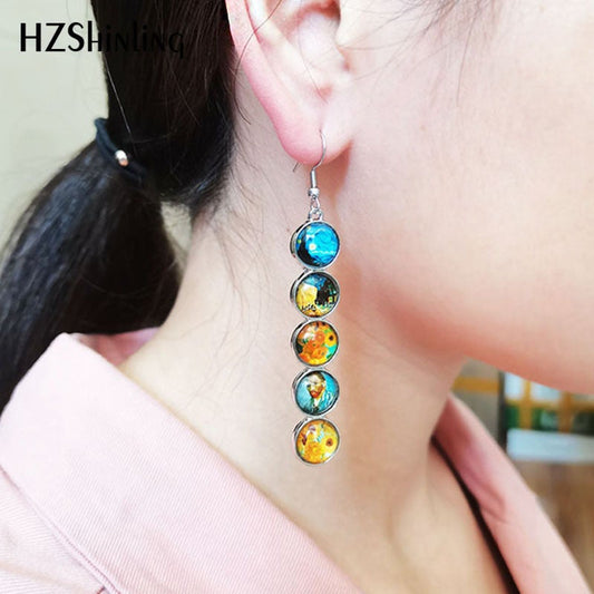 Sunflower Design Stone Drop Earrings for Women-Earrings-JEWELRYSHEOWN