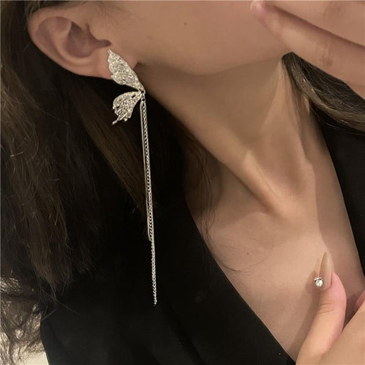Butterfly Tassels Metal Drop Earrings for Women-Earrings-JEWELRYSHEOWN