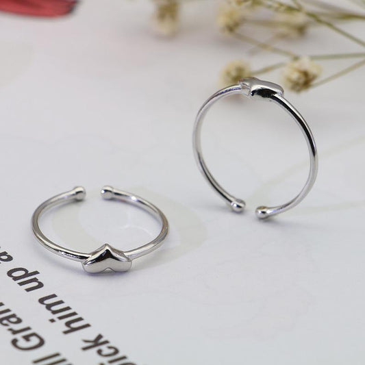 Simple Heart Shape Design Sterling Silver Rings for Women-Rings-JEWELRYSHEOWN