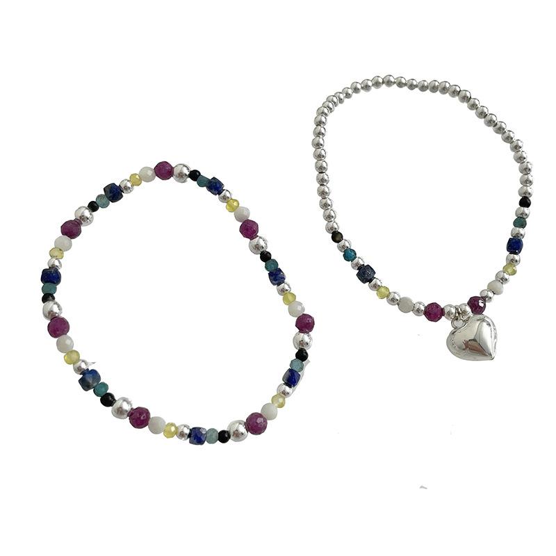 Women Crystal Design Sweetheart Silver Bracelet Sets-JEWELRYSHEOWN