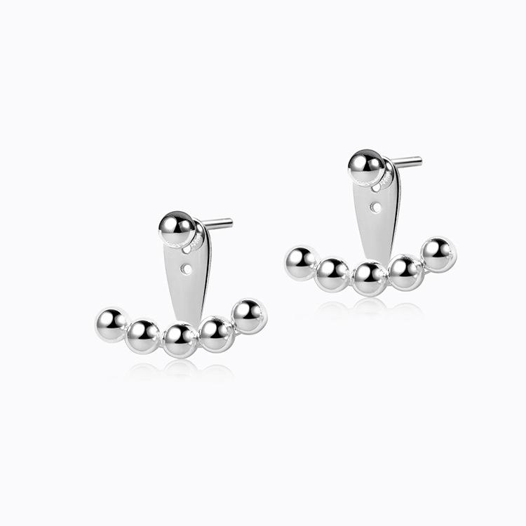 Round Peas Shaped Sterling Sliver Earrlngs for Women-JEWELRYSHEOWN