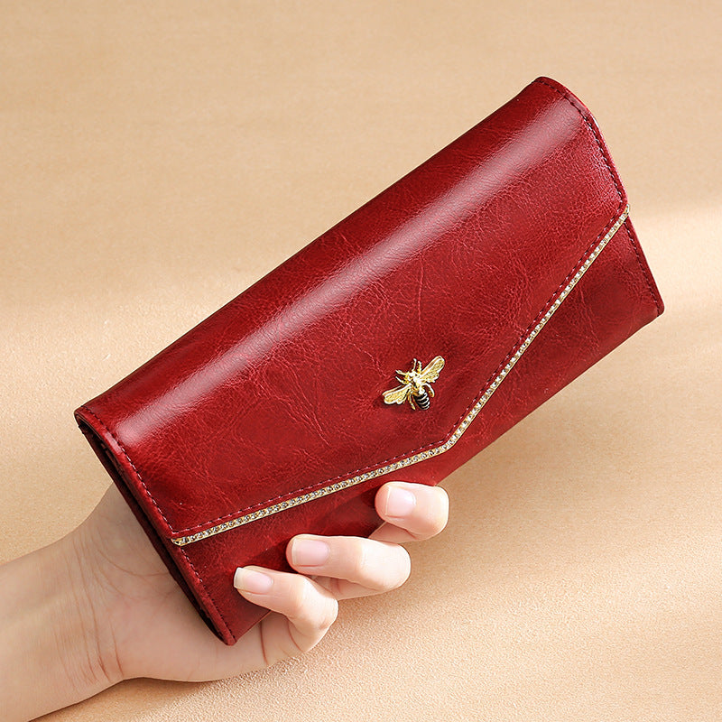 Fashion Cowhide Leather Multi Functional Leather Wallets for Women TP218-Leather Wallets for Women-Wine Red-Free Shipping Leatheretro
