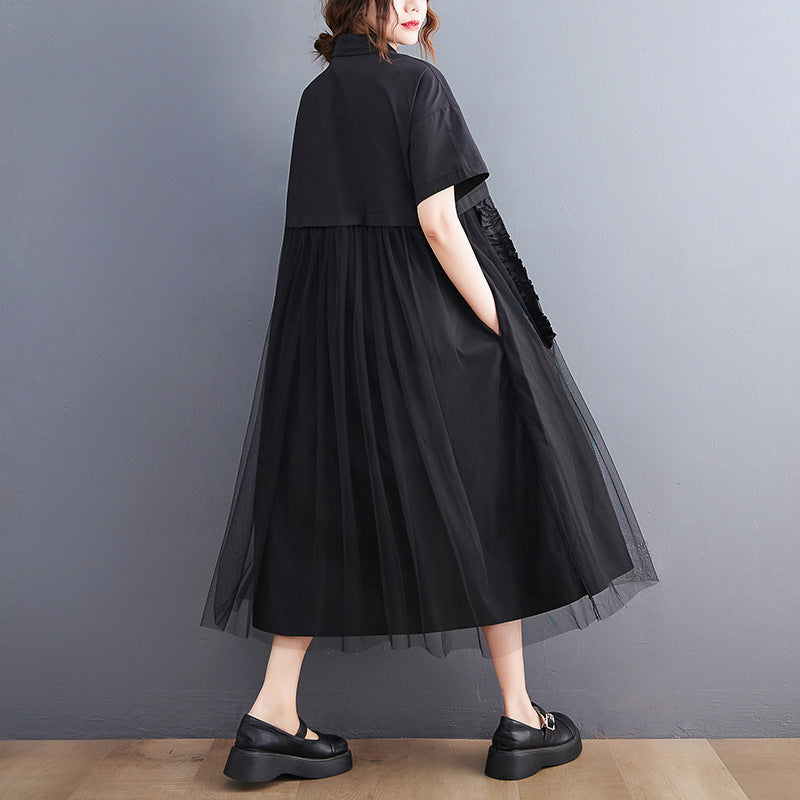 Sexy Summer Tulle Black A Line Long Shirts Dresses