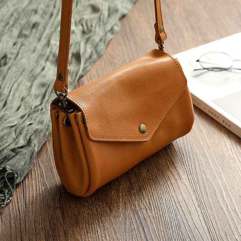 Vege Tanned Leather Small Bag for Women 21026-Yellow-Free Shipping Leatheretro