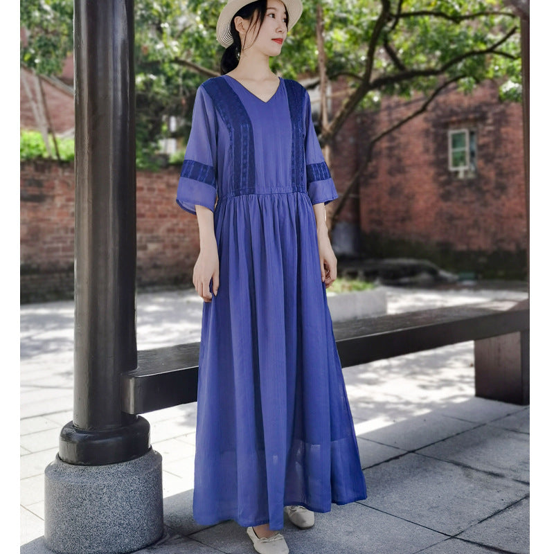 Ethnic Women Summer Linen Dresses-Dresses-JEWELRYSHEOWN