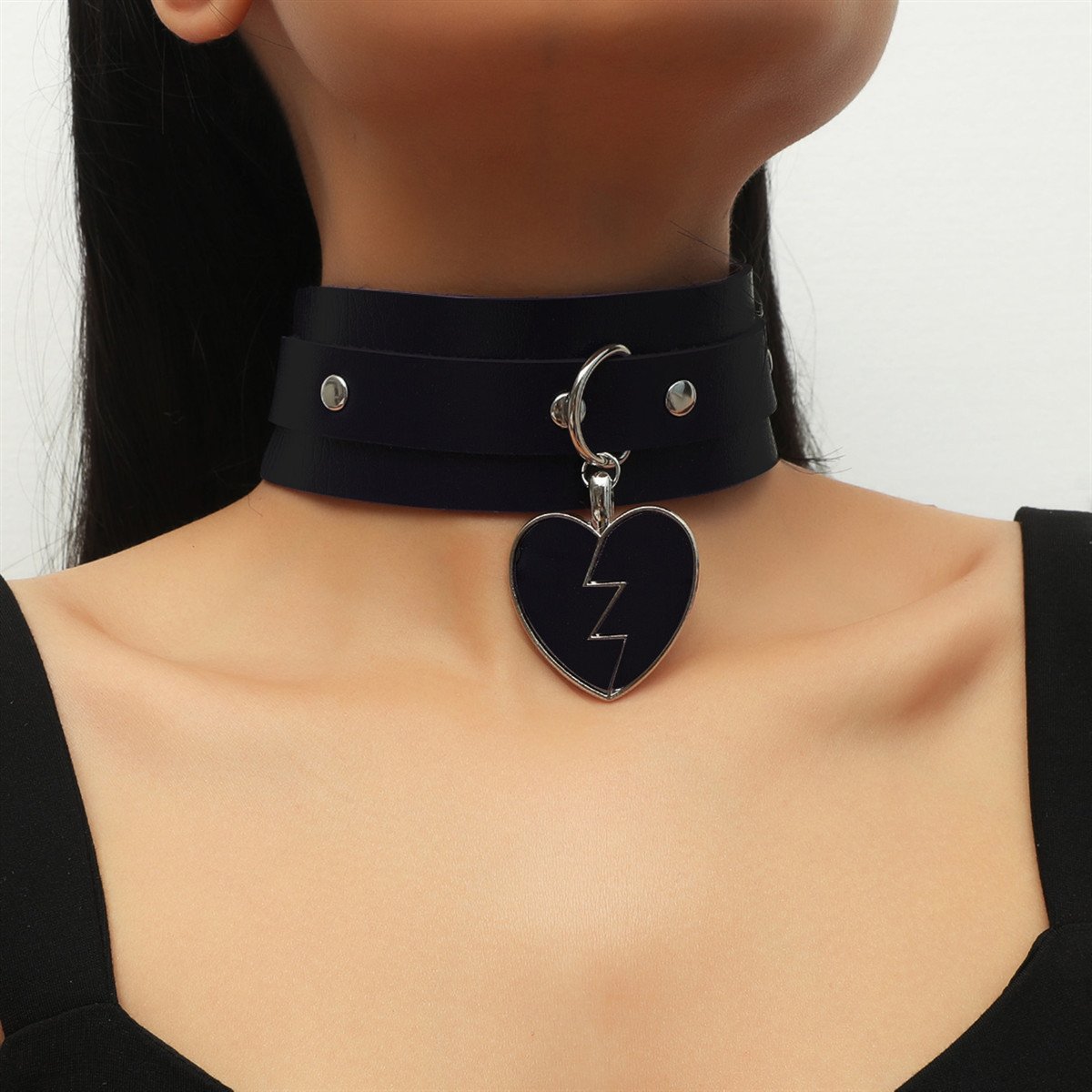 Sweetheart Design PU Leather Clavicle Chain-Necklaces-JEWELRYSHEOWN