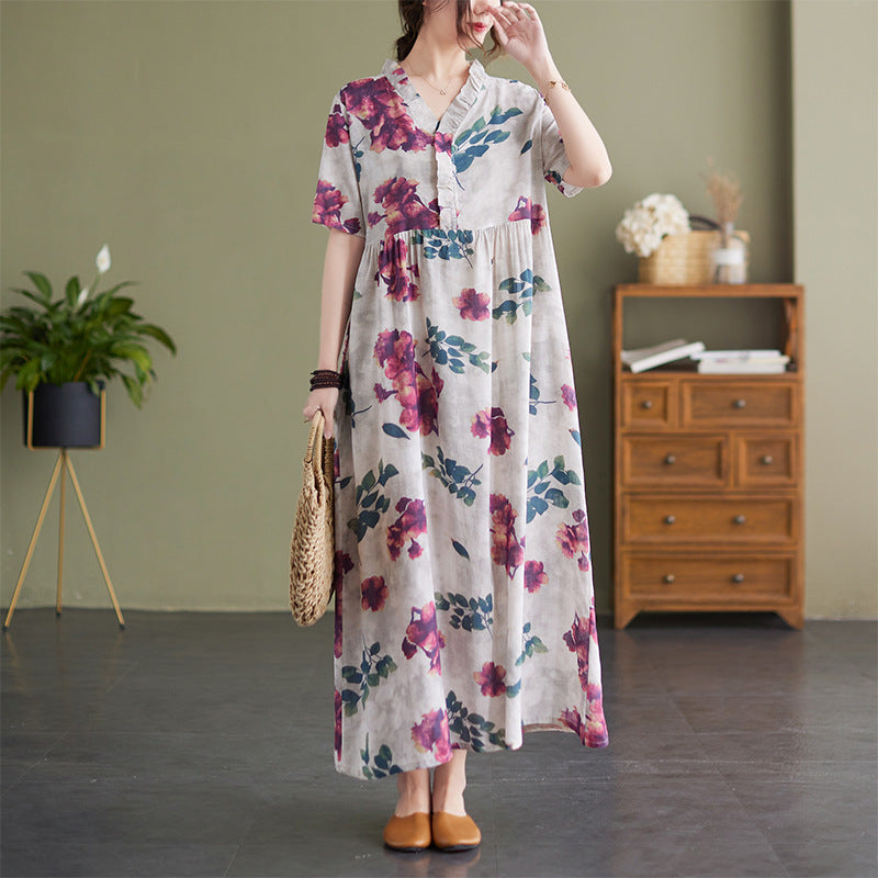 Women Summer Linen Plus Sizes Long Cozy Dresses