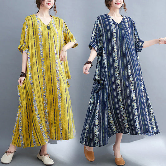 Summer Linen Plus Sizes Women Long Dresses