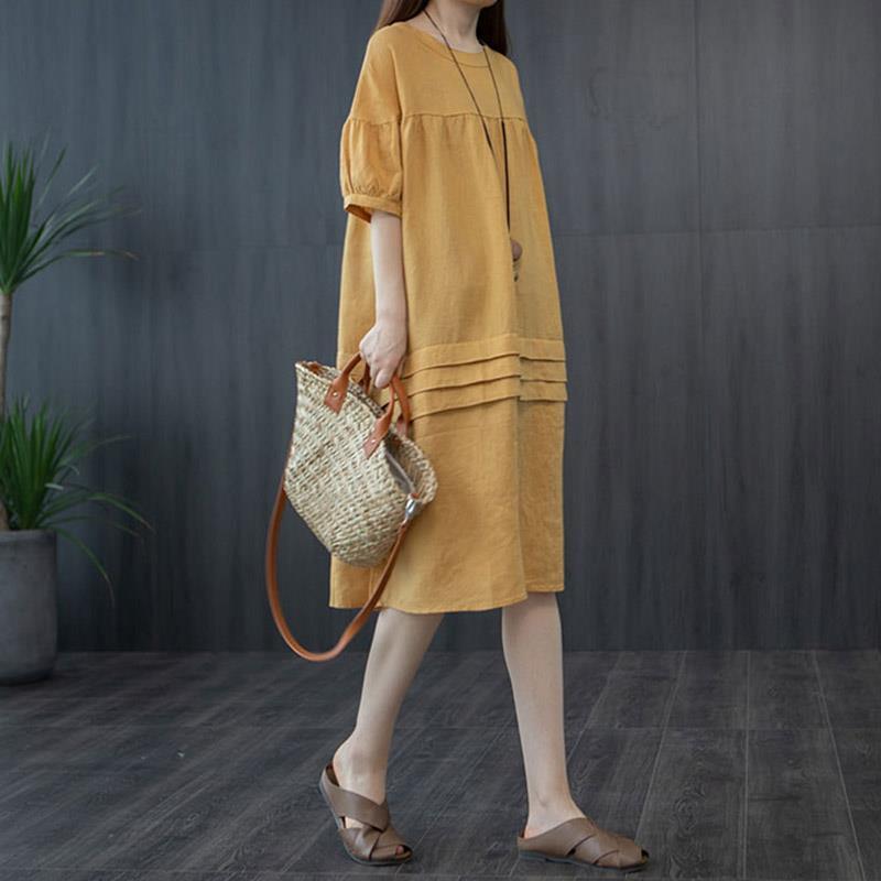 Leisure Linen Summer Plus Sizes A Line Midi Dresses